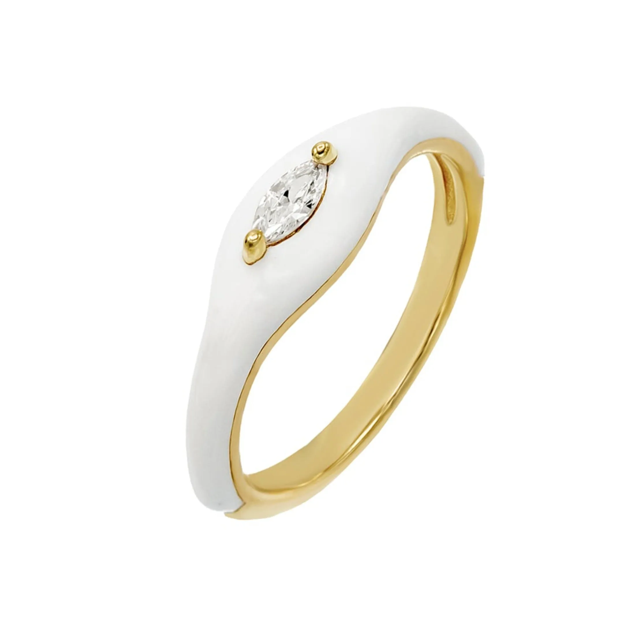 CZ Half Enamel Ring