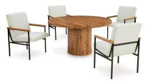 Dahlia 54" Round Table & 4 Arm Chairs
