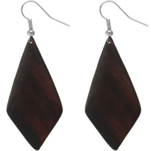 Dark Brown Wooden Diamond Shaped Earrings
