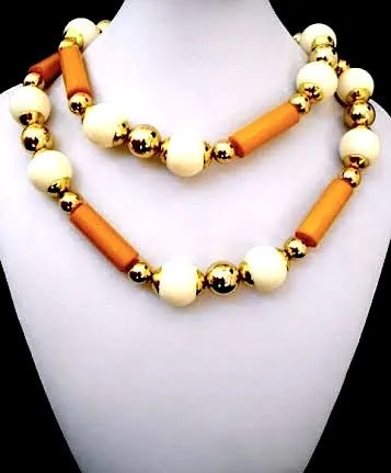 Dior. Paris. 1970 Bakelite Bead Necklace. Signed.
