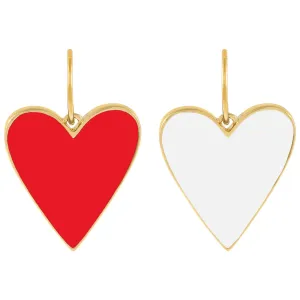 Double Sided Enamel Red X White Heart Charm