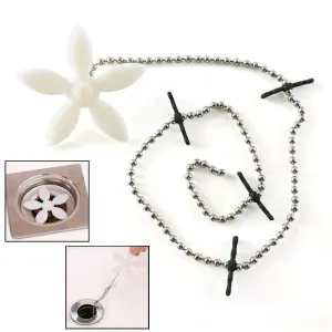 Drain Flower Wig Chain Hair Catcher Clog Remover Shower Bath Sink Bathroom Tool