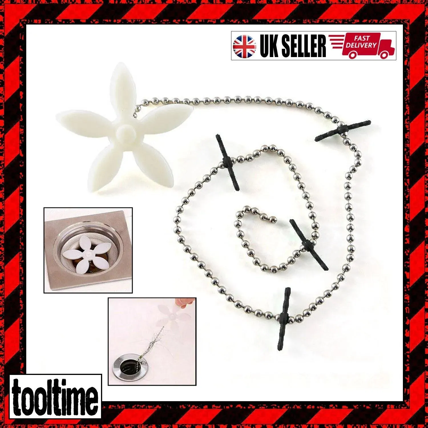 Drain Flower Wig Chain Hair Catcher Clog Remover Shower Bath Sink Bathroom Tool