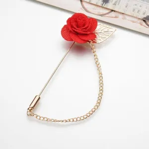 Elegant Red Rose Lapel Pin