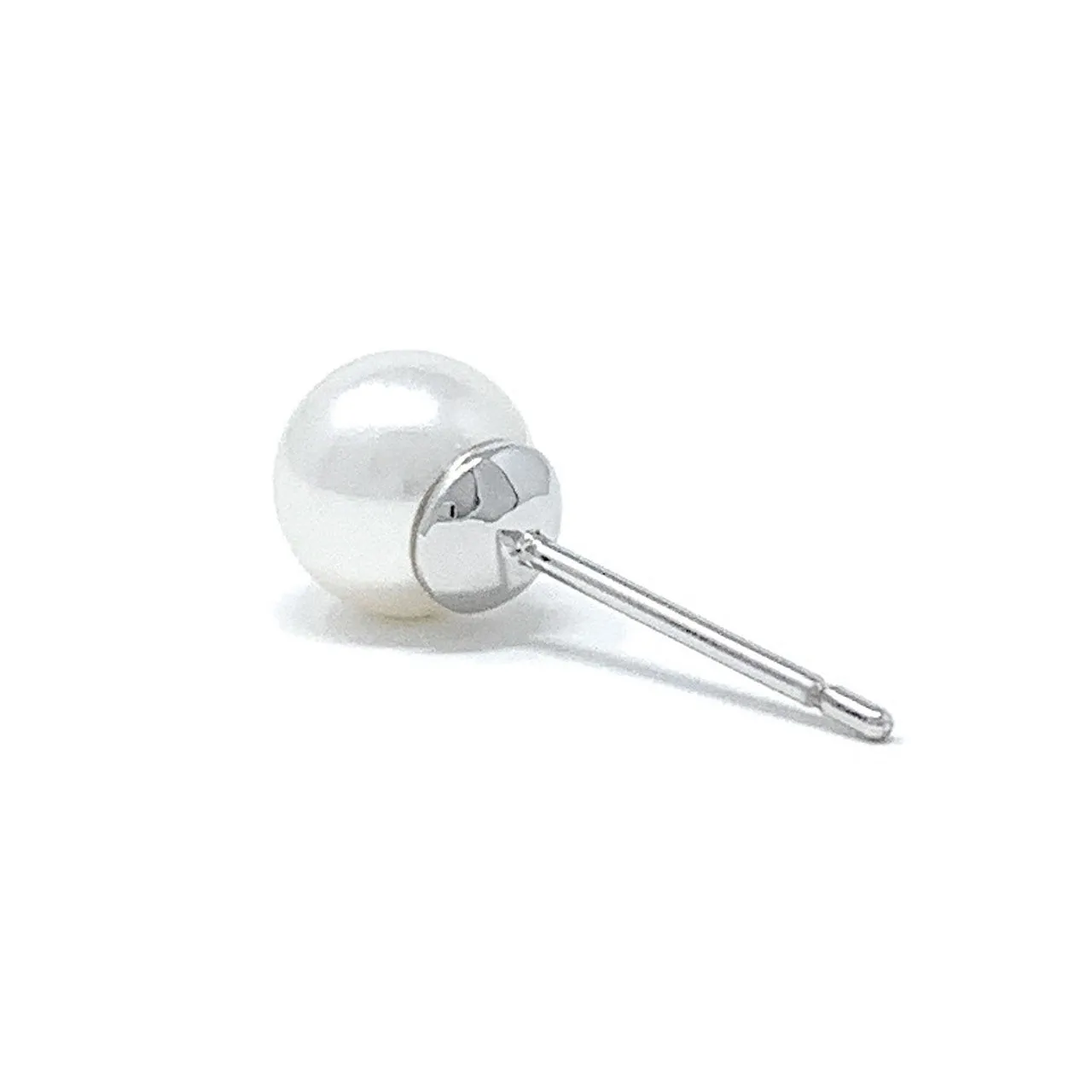 Elizabeth Small Stud Earrings with Ivory White Round Pearls from Swarovski Silver Toned Rhodium Plated
