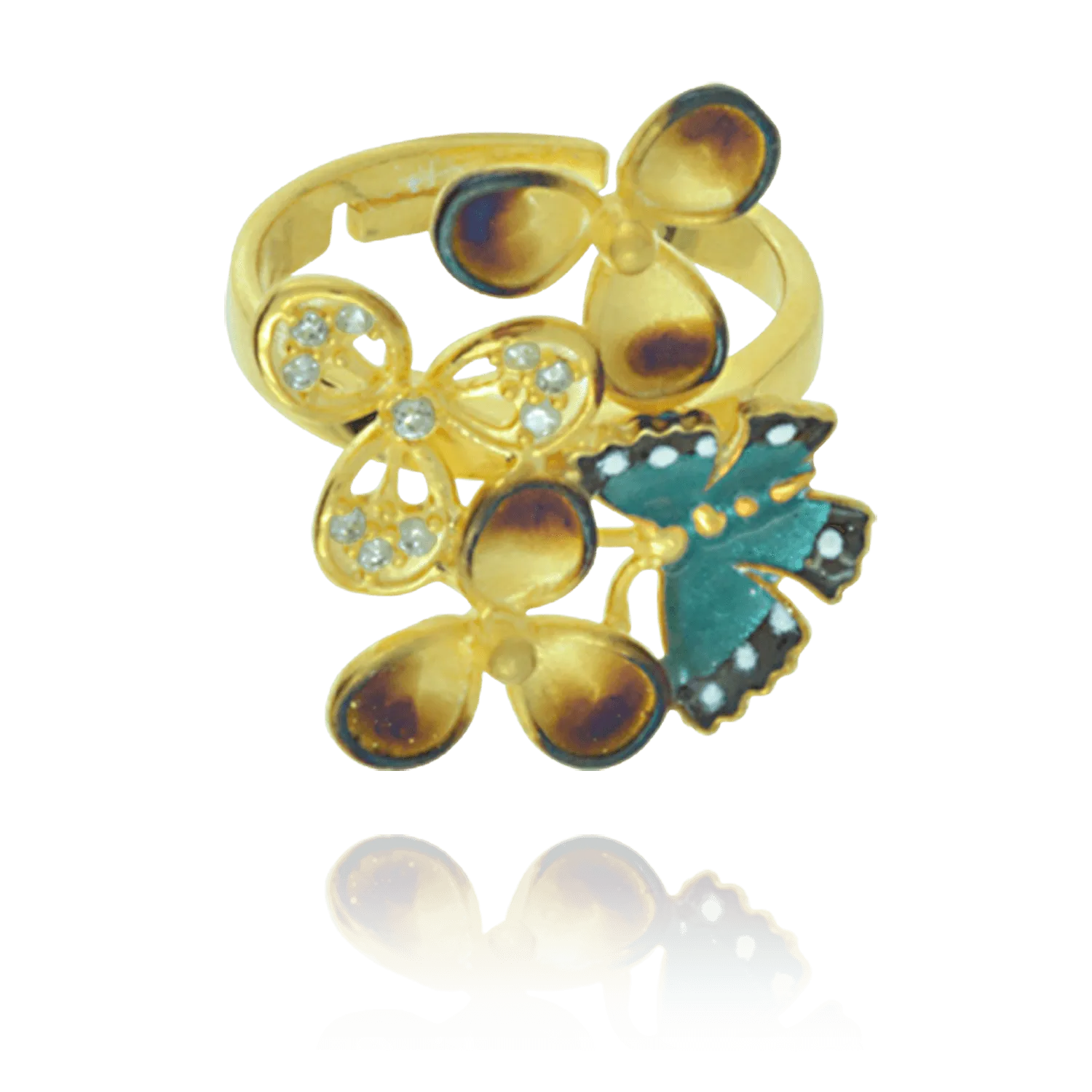 Ember Blossom and Butterfly Ring