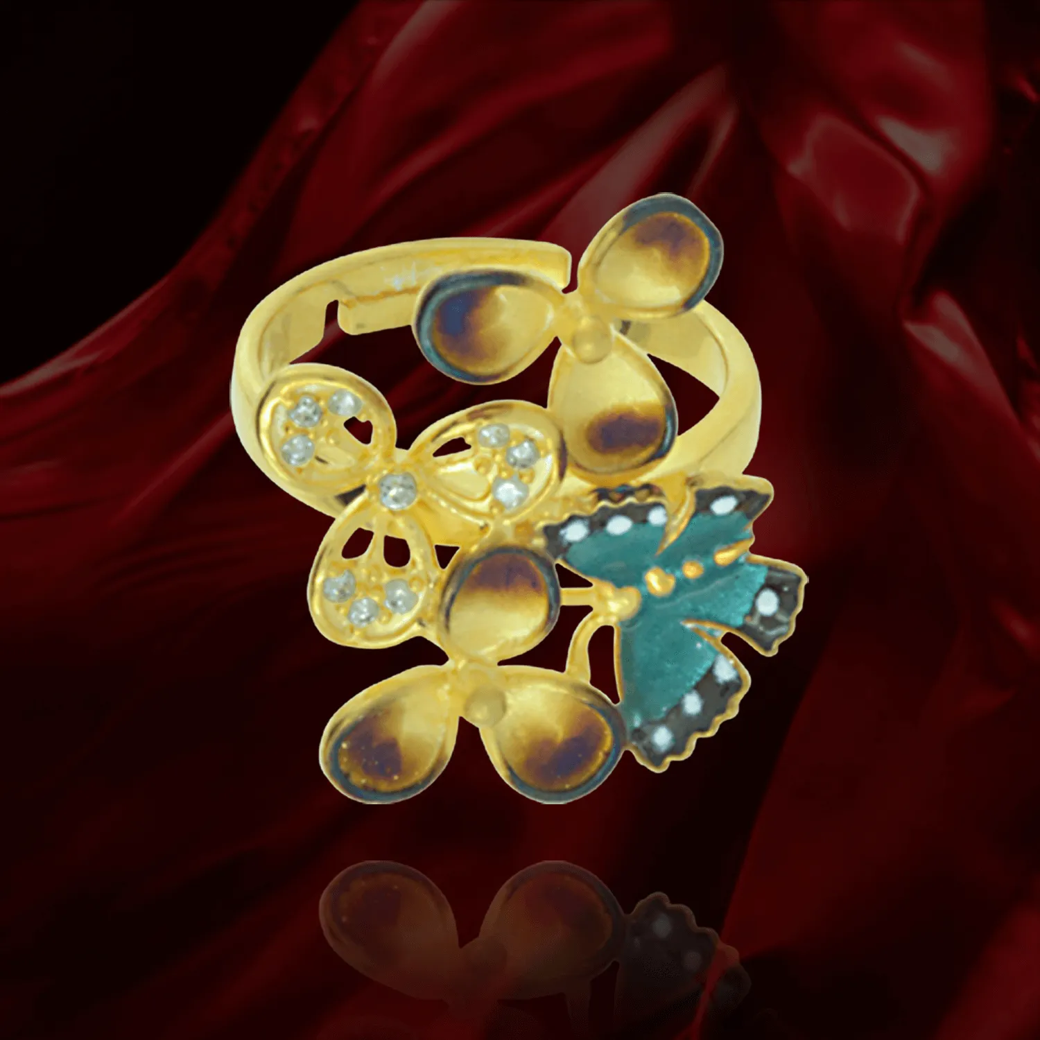 Ember Blossom and Butterfly Ring