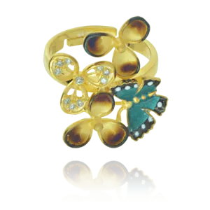 Ember Blossom and Butterfly Ring