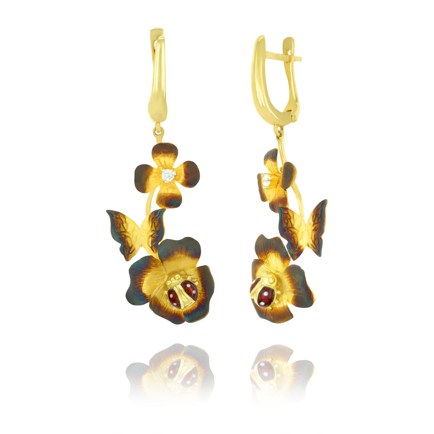 Ember Blossom and Ladybug Earrings