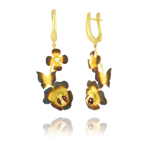Ember Blossom and Ladybug Earrings