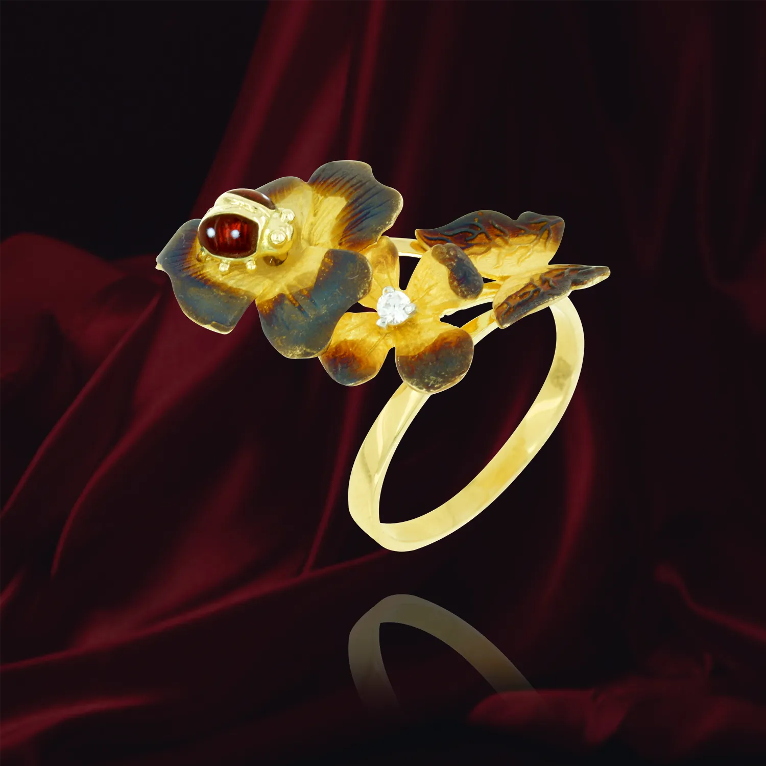 Ember Blossom and Ladybug Ring