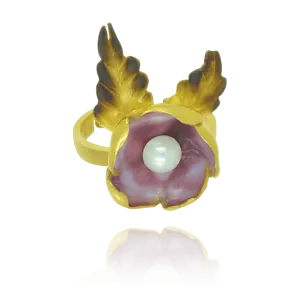 Ember Flower with Pearl Ring