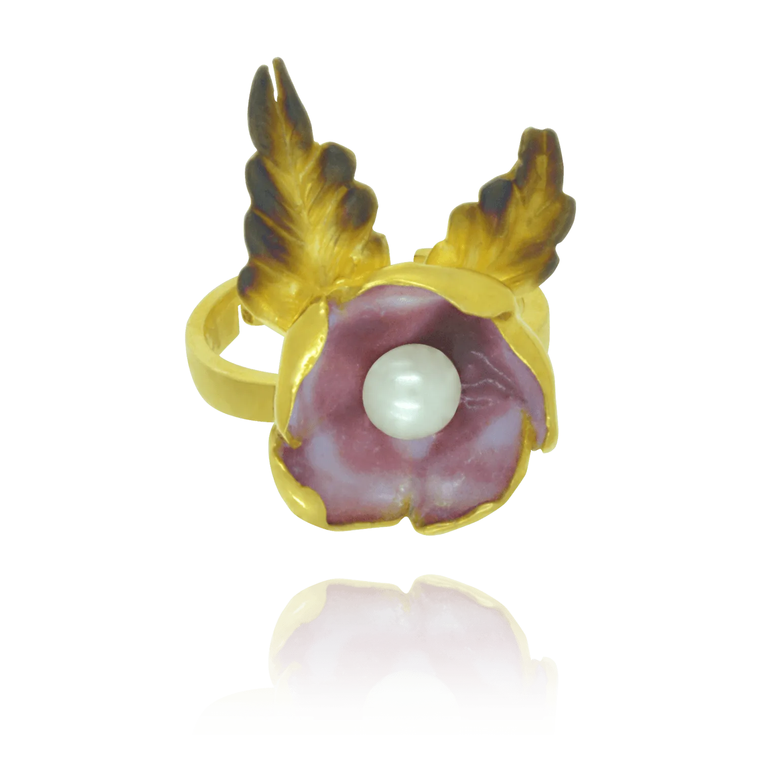 Ember Flower with Pearl Ring