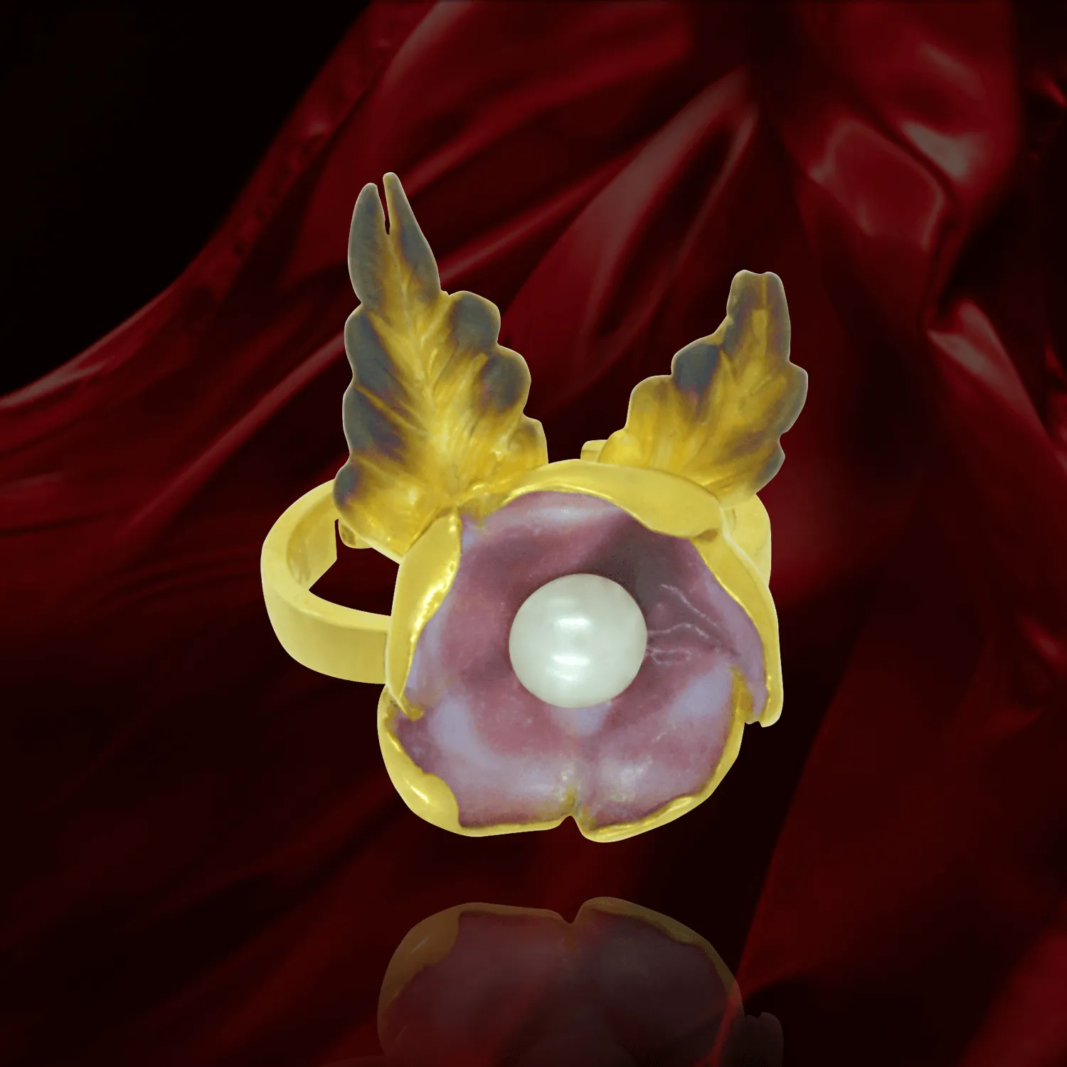 Ember Flower with Pearl Ring