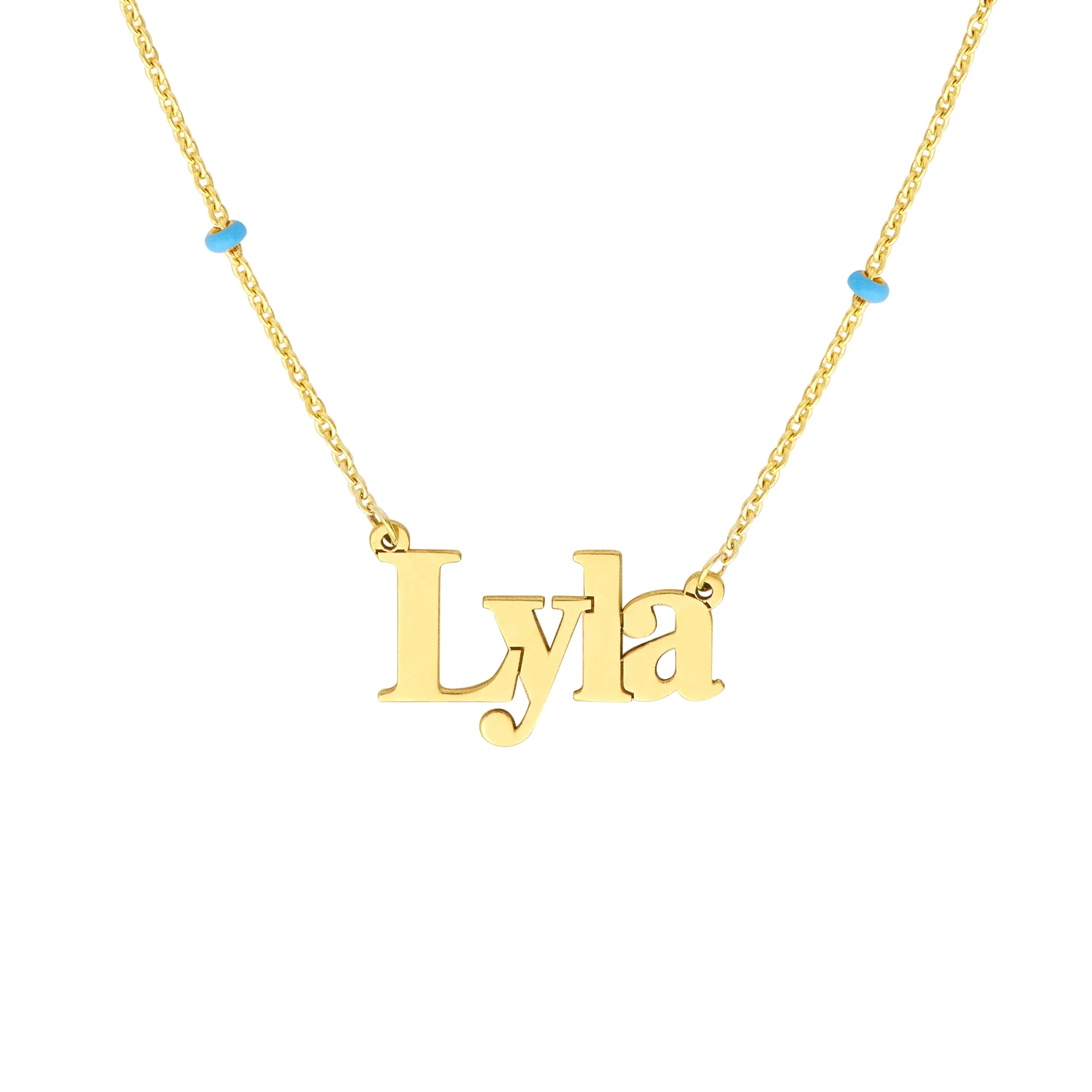 Enamel Bead Nameplate Necklace