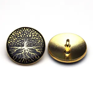 Enamel Button Black & Gold
