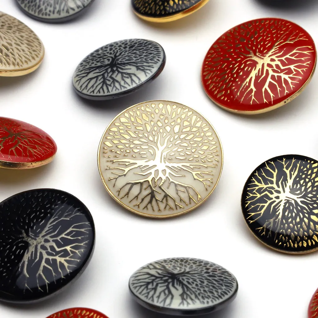 Enamel Button Black & Gold