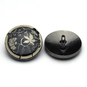Enamel Button Black & Gunmetal
