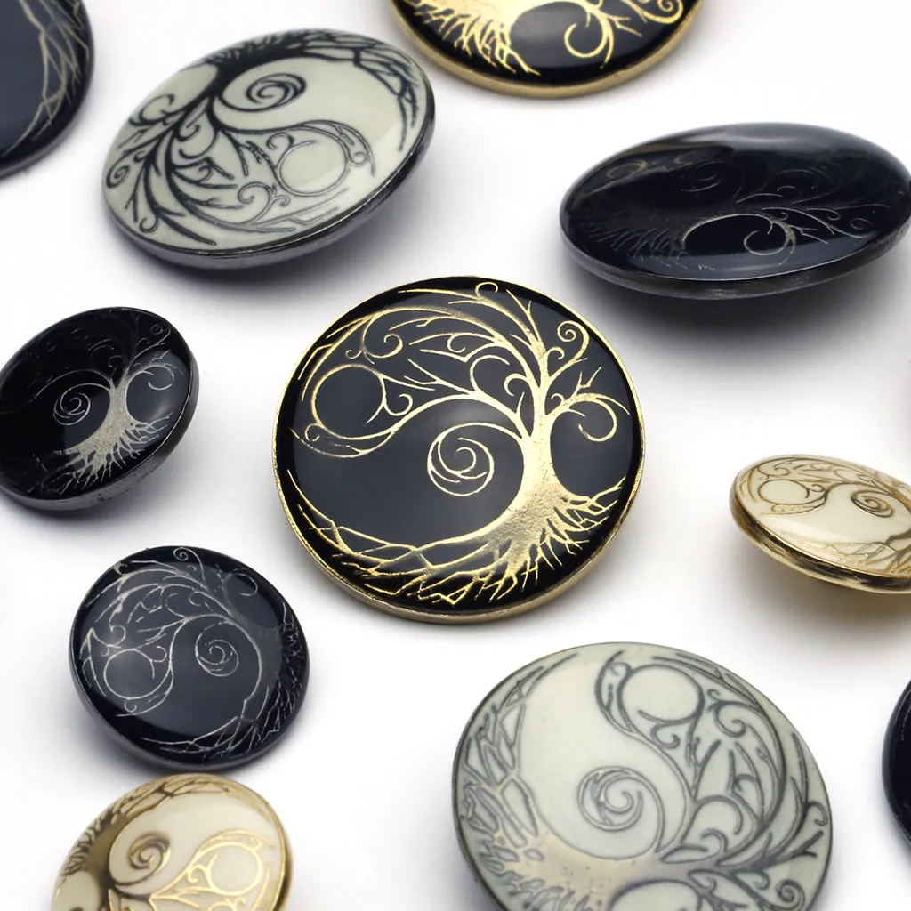 Enamel Button Dark Navy & Gunmetal