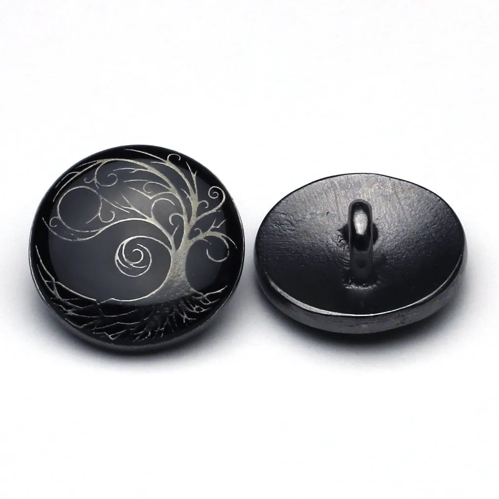 Enamel Button Dark Navy & Gunmetal