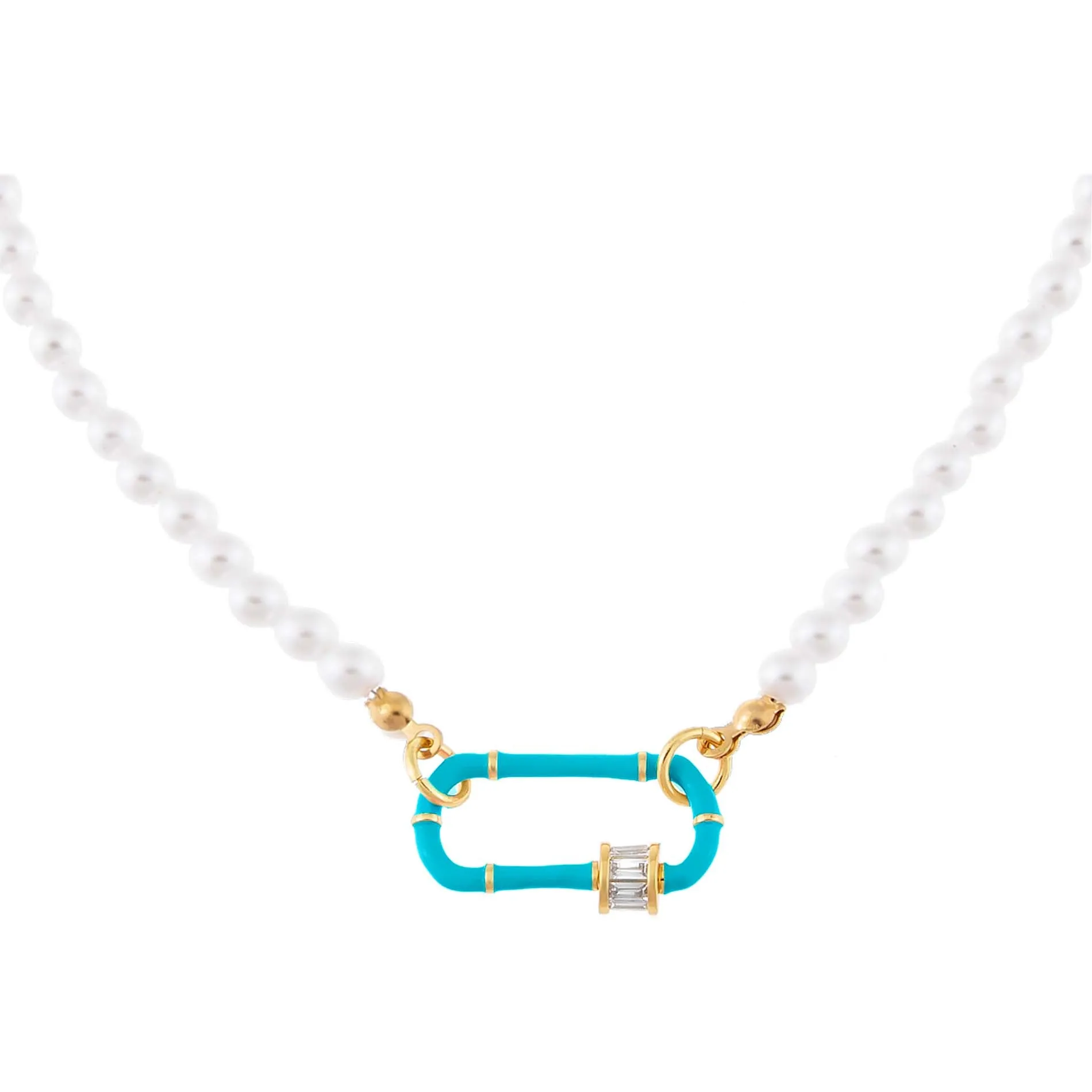 Enamel Toggle Pearl Necklace
