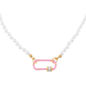 Enamel Toggle Pearl Necklace