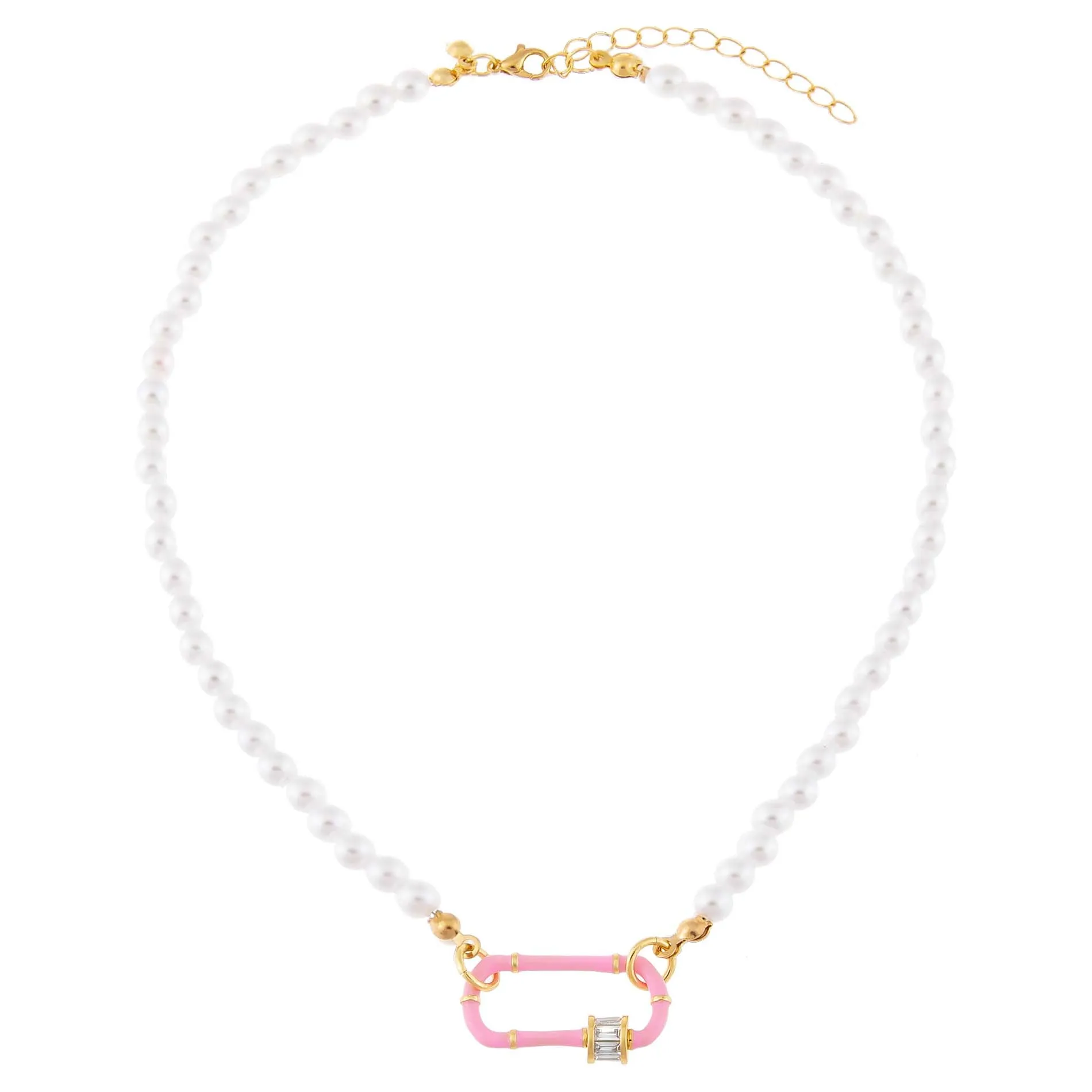 Enamel Toggle Pearl Necklace
