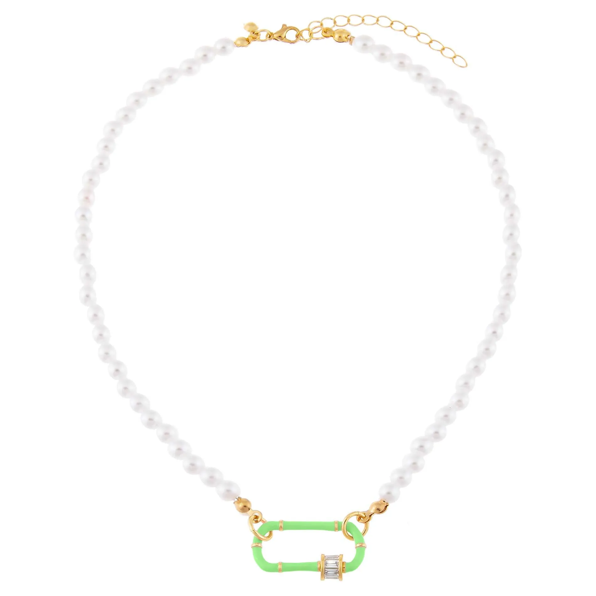 Enamel Toggle Pearl Necklace