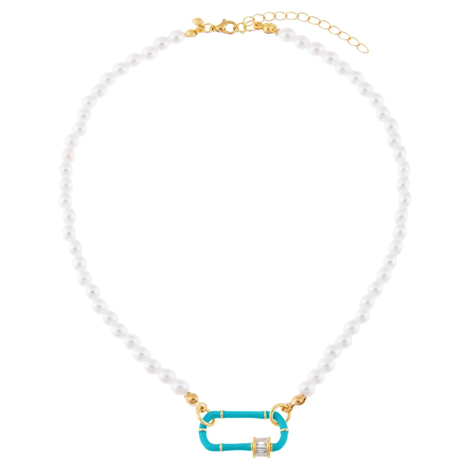Enamel Toggle Pearl Necklace