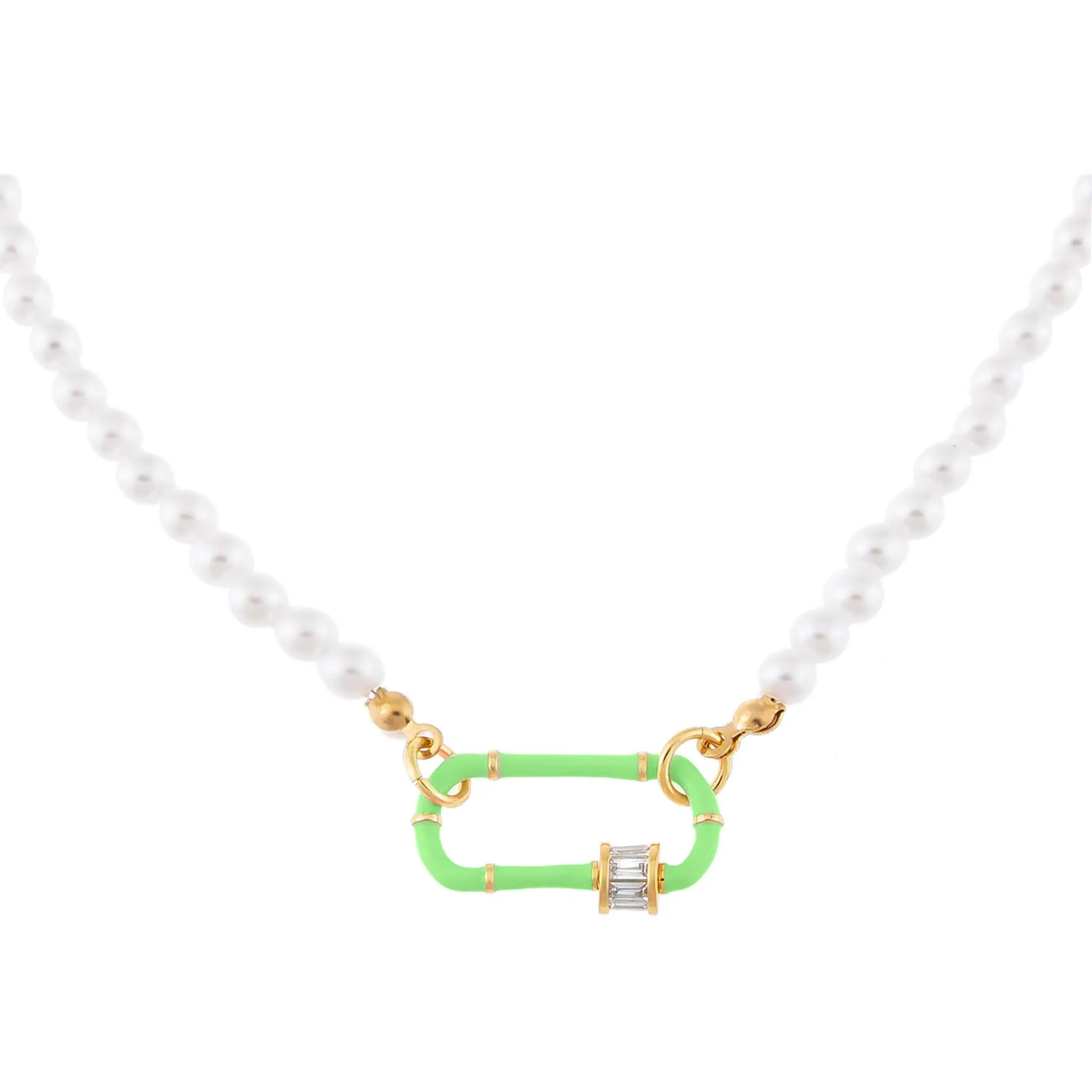 Enamel Toggle Pearl Necklace
