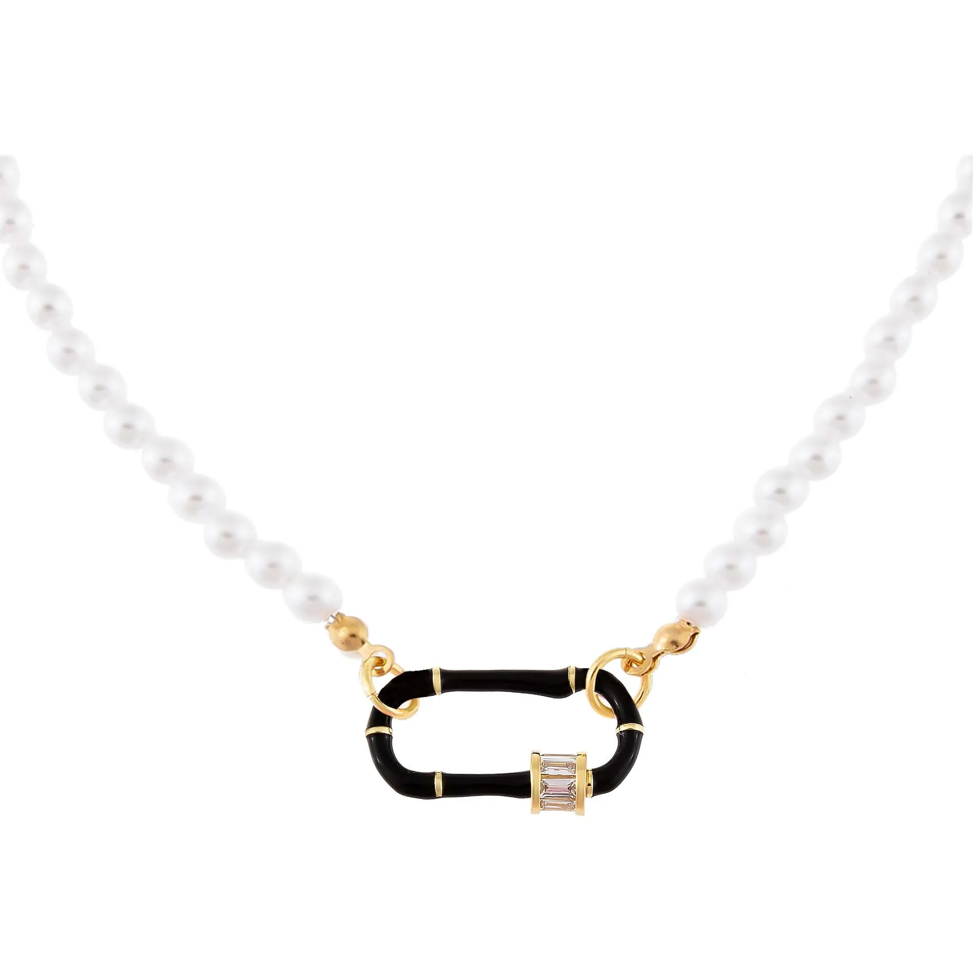 Enamel Toggle Pearl Necklace