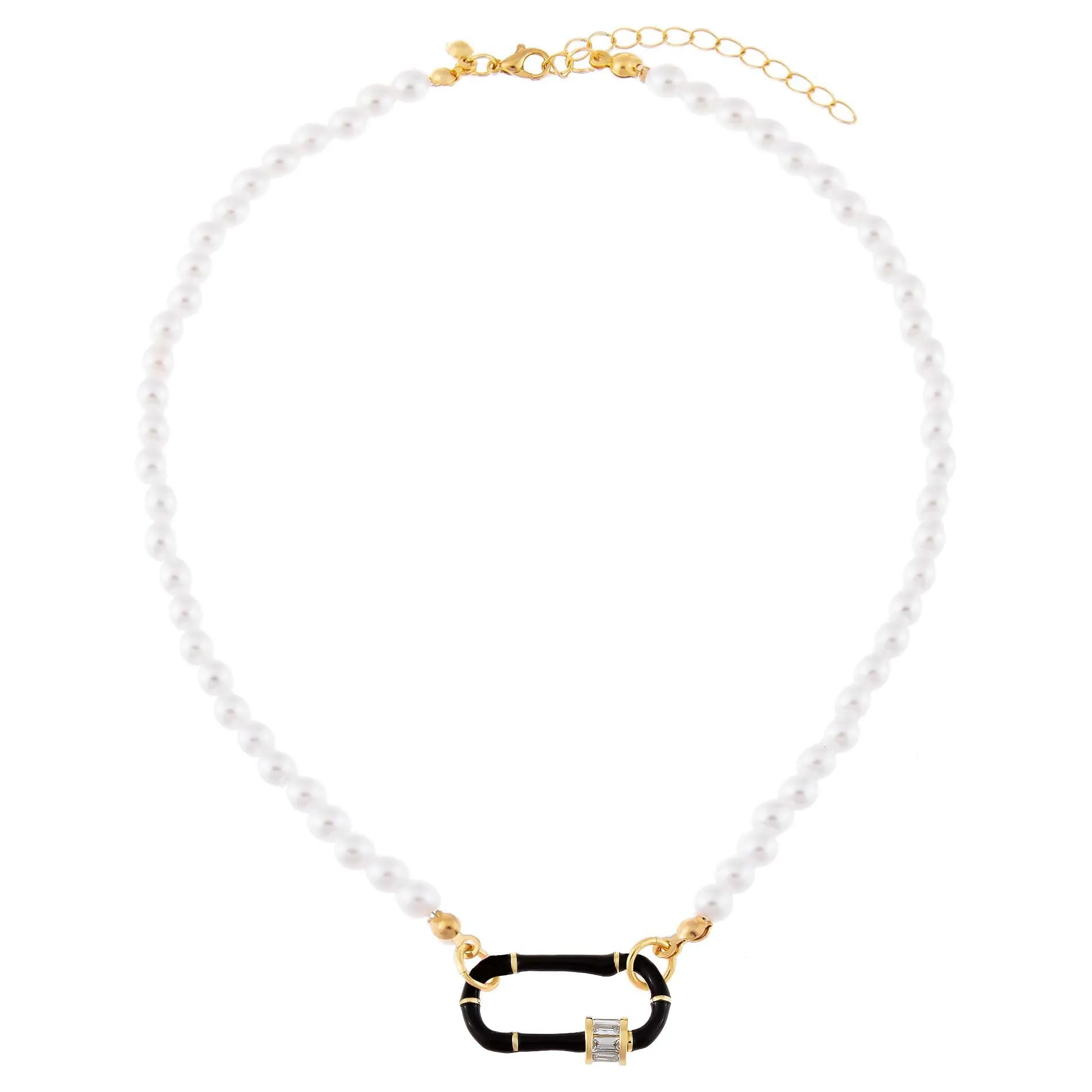 Enamel Toggle Pearl Necklace