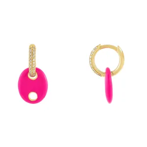 Enamel x Pavé Mariner Huggie Earring