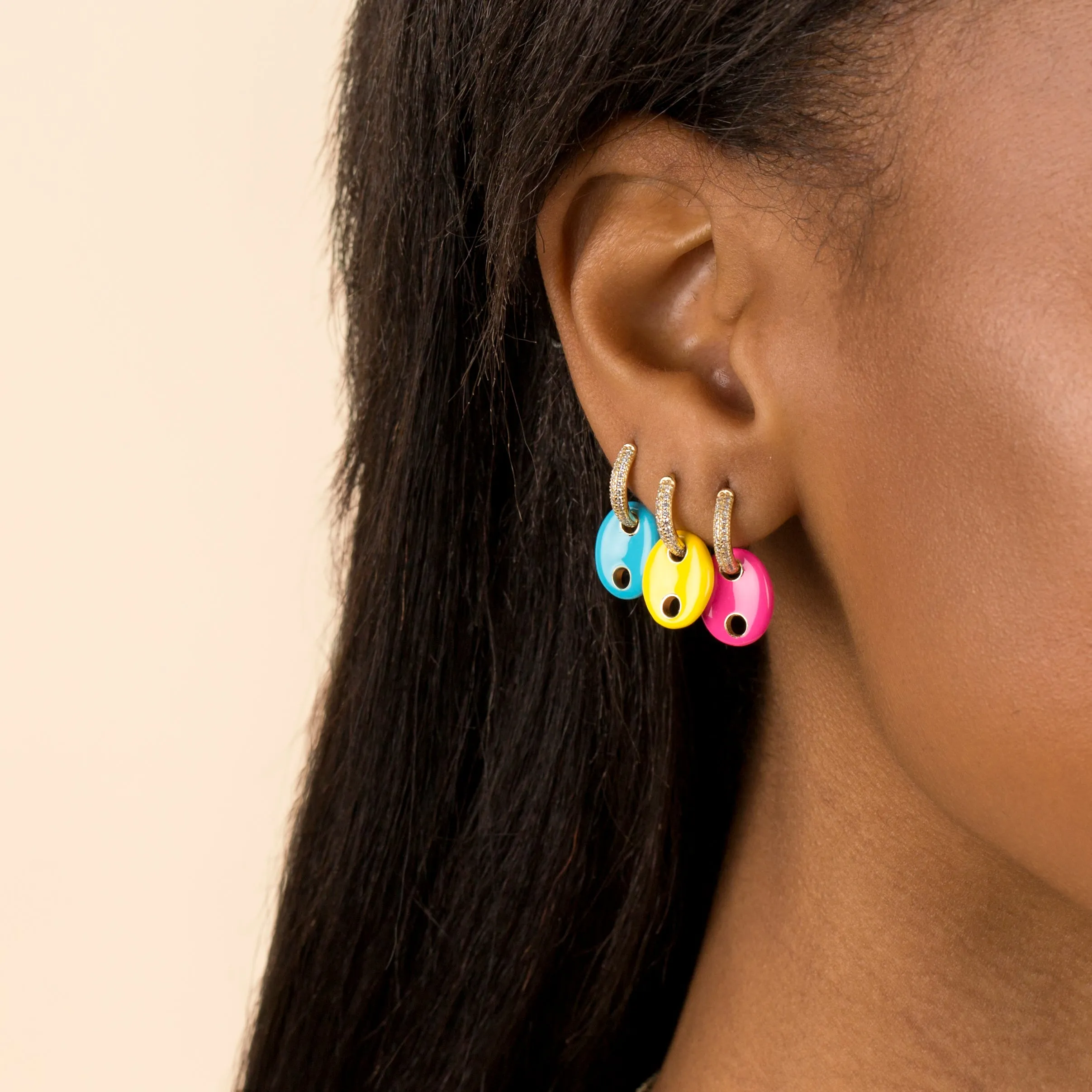 Enamel x Pavé Mariner Huggie Earring