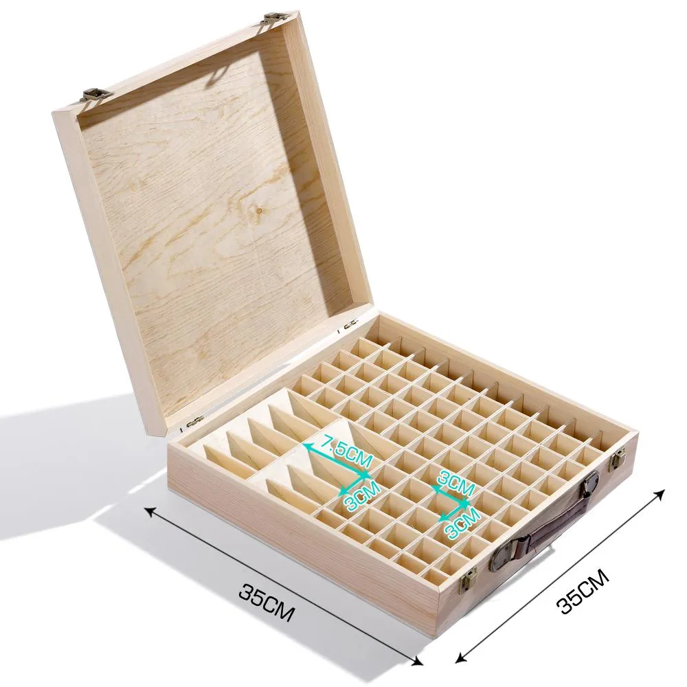 Essential Oil Storage Box Wooden 85 Slots Aromatherapy Container Organiser Case