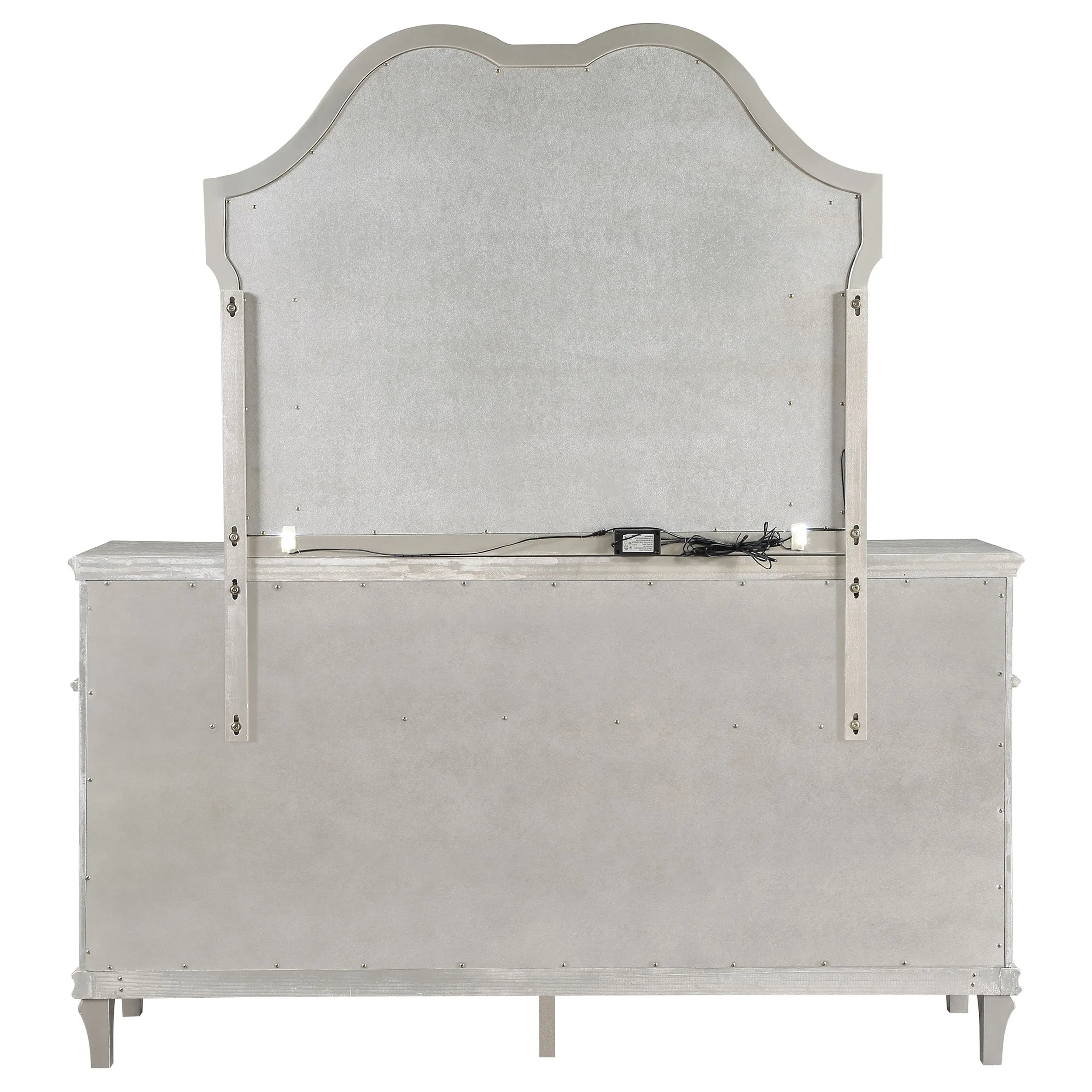 Evangeline 9-drawer Dresser with Mirror Silver Oak