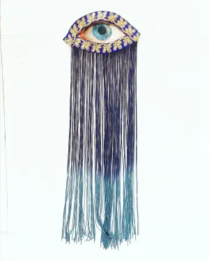 Eye Appliqué with Navy Ombre Fringe