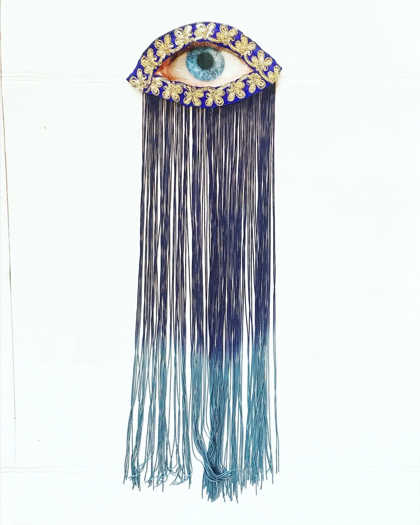 Eye Appliqué with Navy Ombre Fringe