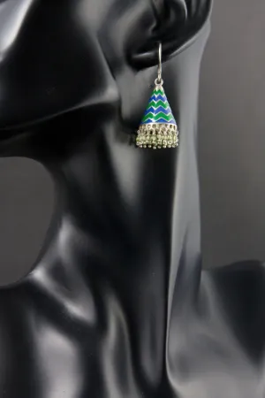 Fabulous and chic, chevron conical enamel jhumkas (available in 2 colorways)