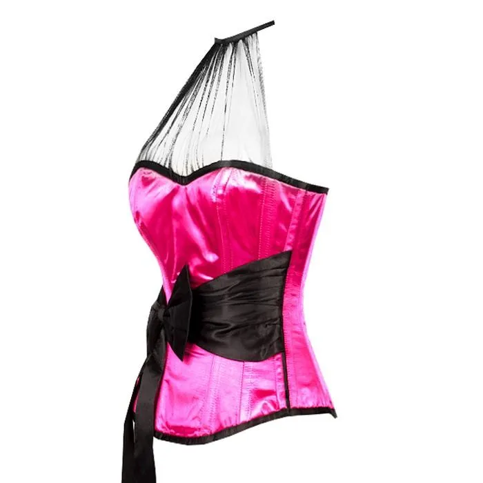 Fedrico Magenta Prom Corset With Black Sash Bow