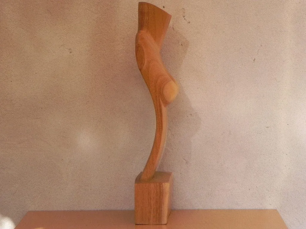 Female Nude Wood Torso Table Sculpture