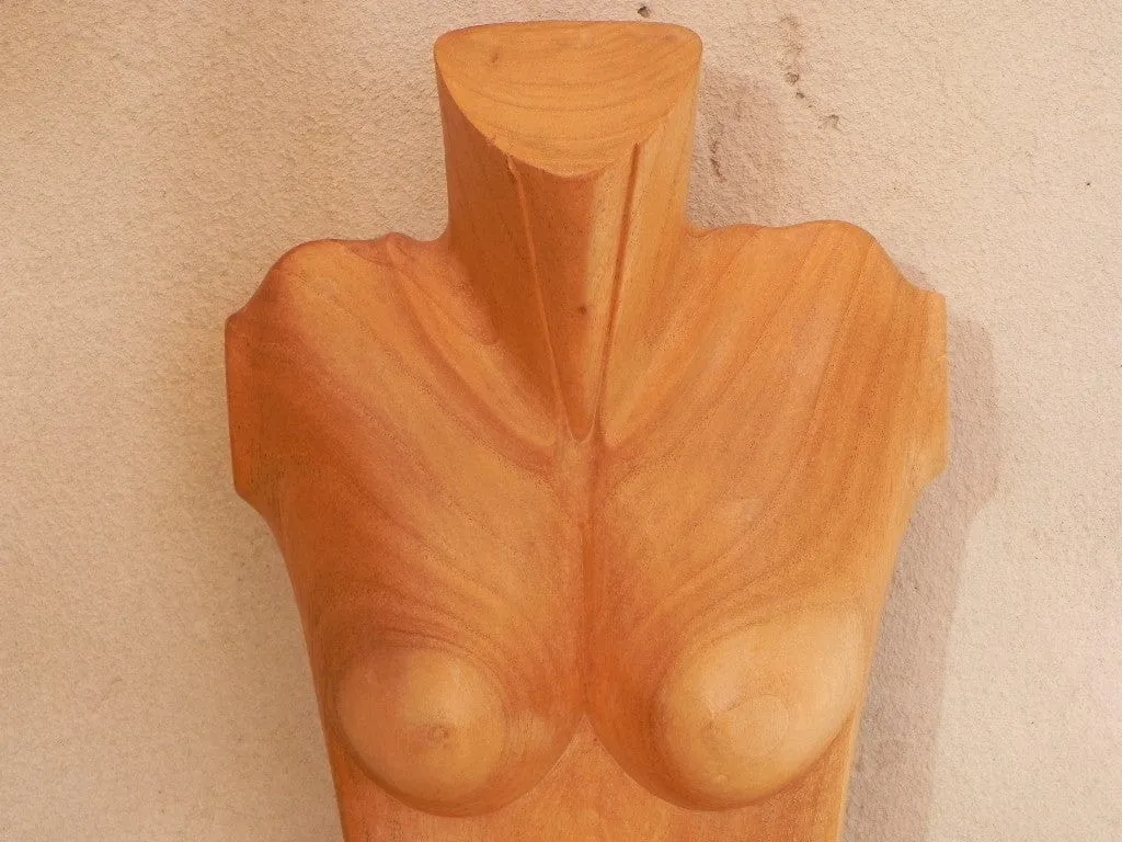 Female Nude Wood Torso Table Sculpture