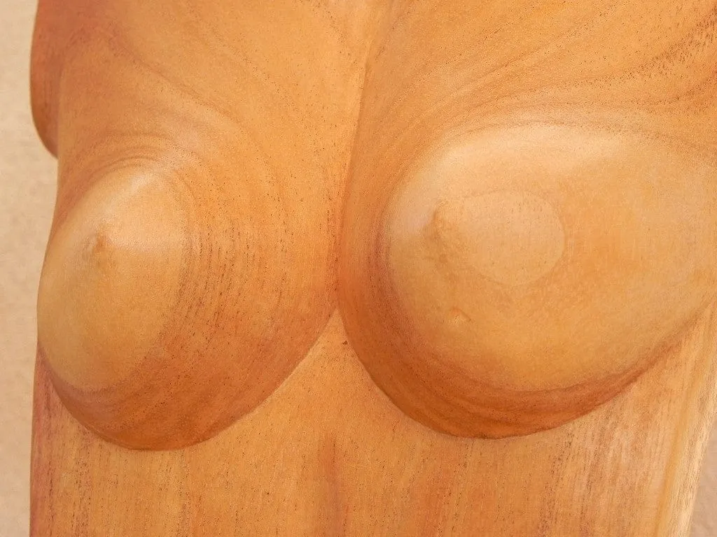 Female Nude Wood Torso Table Sculpture