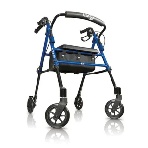 Fit Rollator Rolling Walker with Padded Seat, Backrest and Storage Bag, Pacific Blue - 1 Each