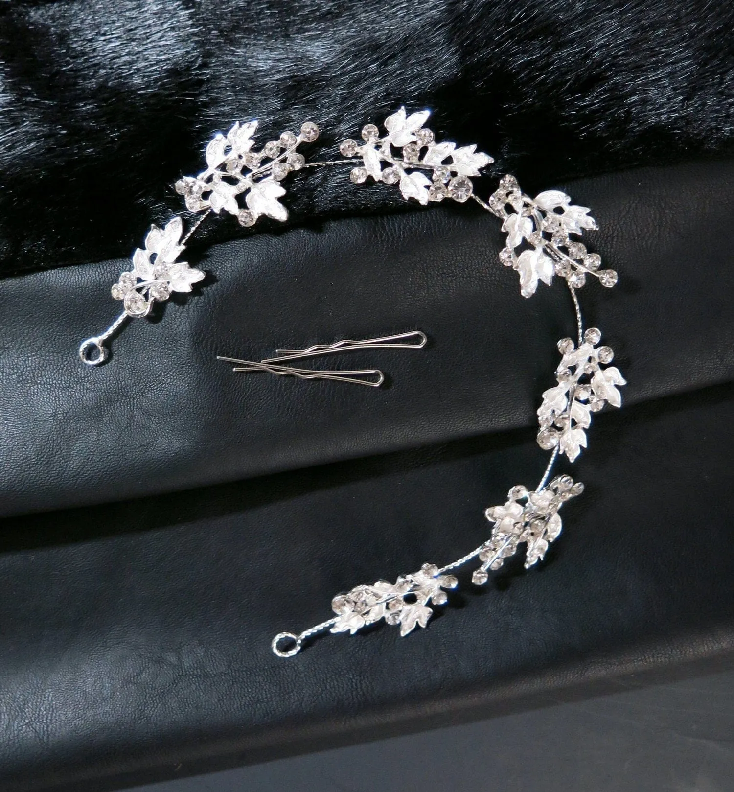 Floral Rhinestone Crystal Tiara, Wedding Silver Headband, Bridal Wire Head Wreath, Princess Cosplay Tiara
