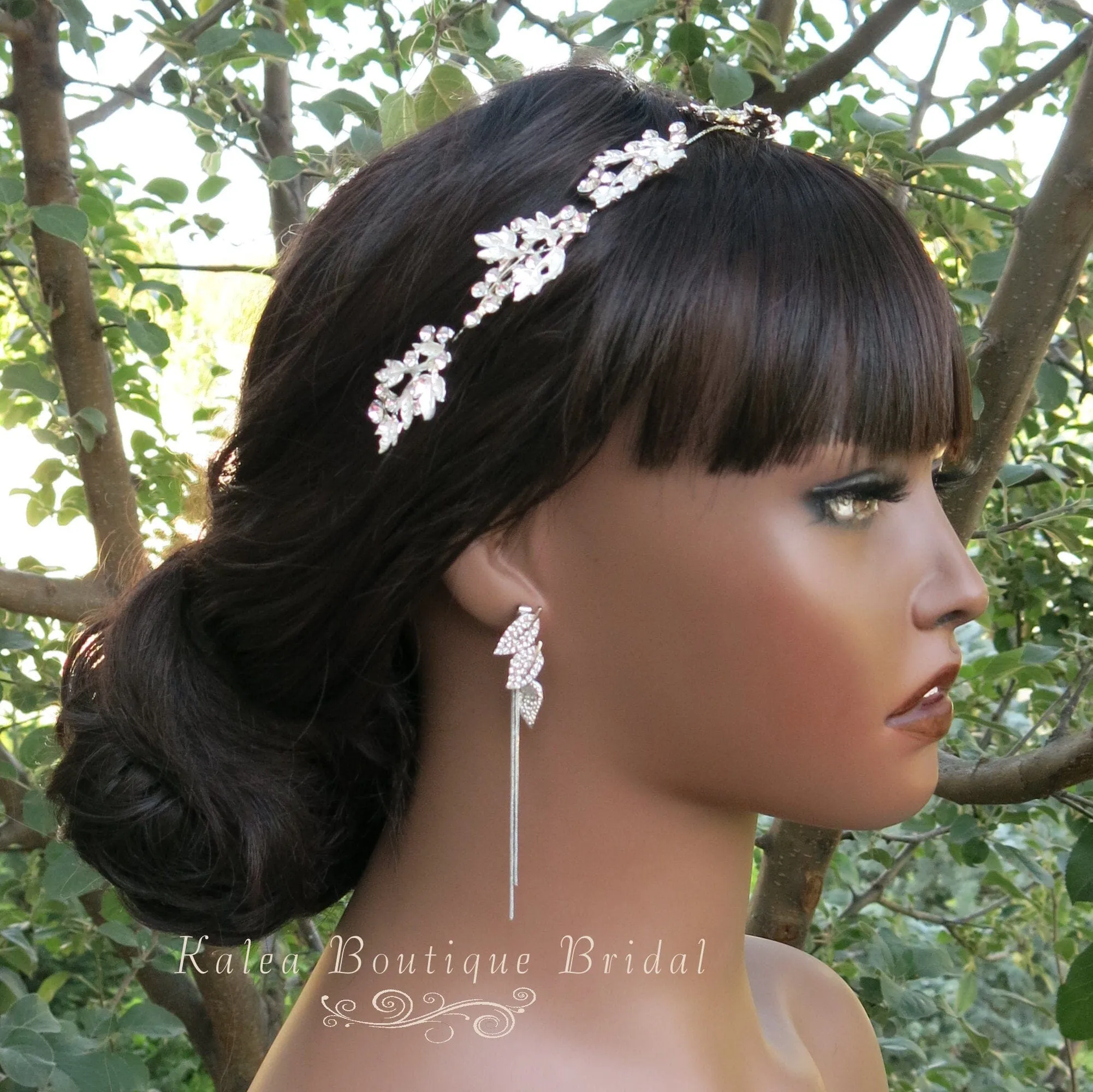 Floral Rhinestone Crystal Tiara, Wedding Silver Headband, Bridal Wire Head Wreath, Princess Cosplay Tiara