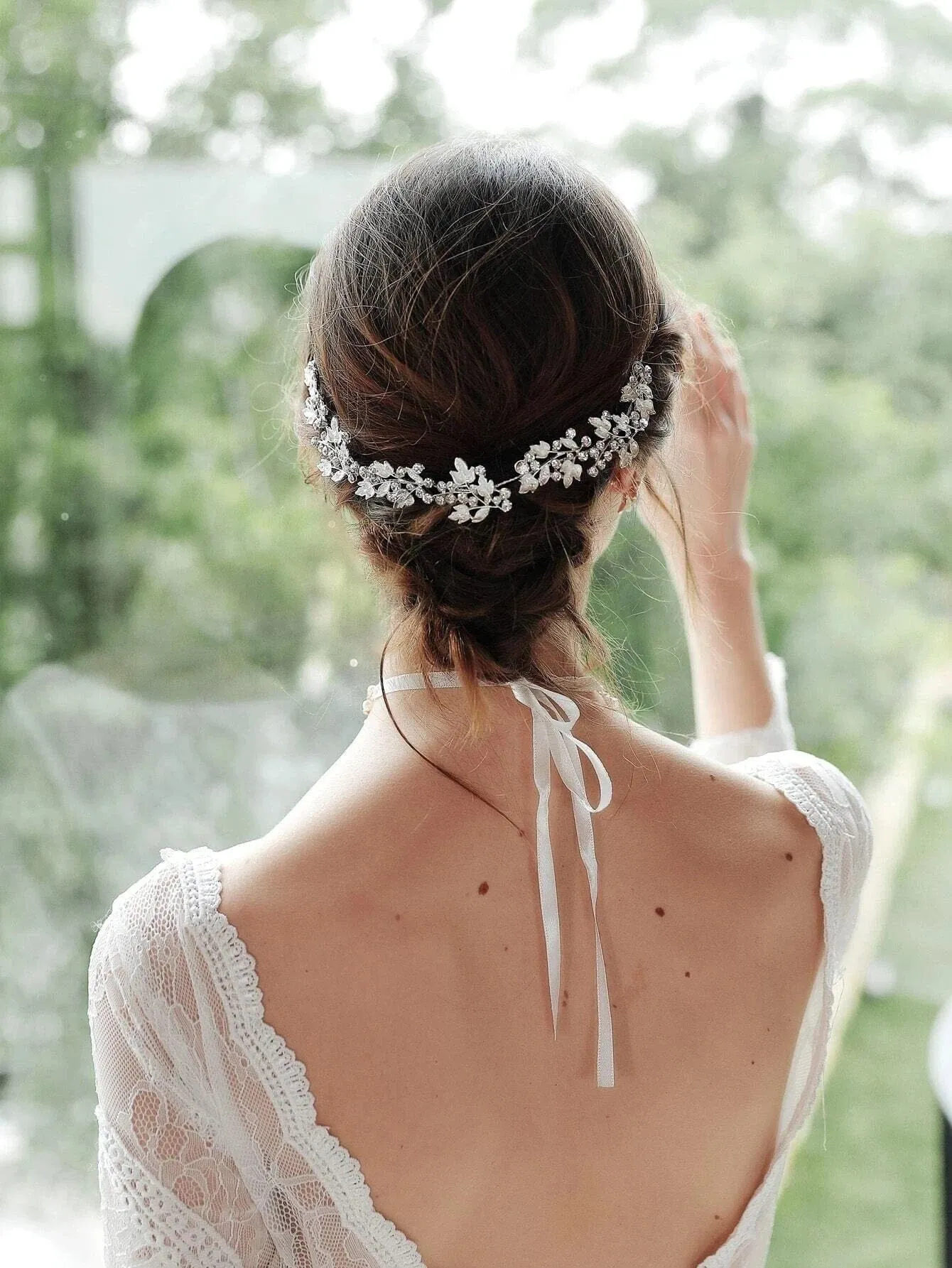 Floral Rhinestone Crystal Tiara, Wedding Silver Headband, Bridal Wire Head Wreath, Princess Cosplay Tiara