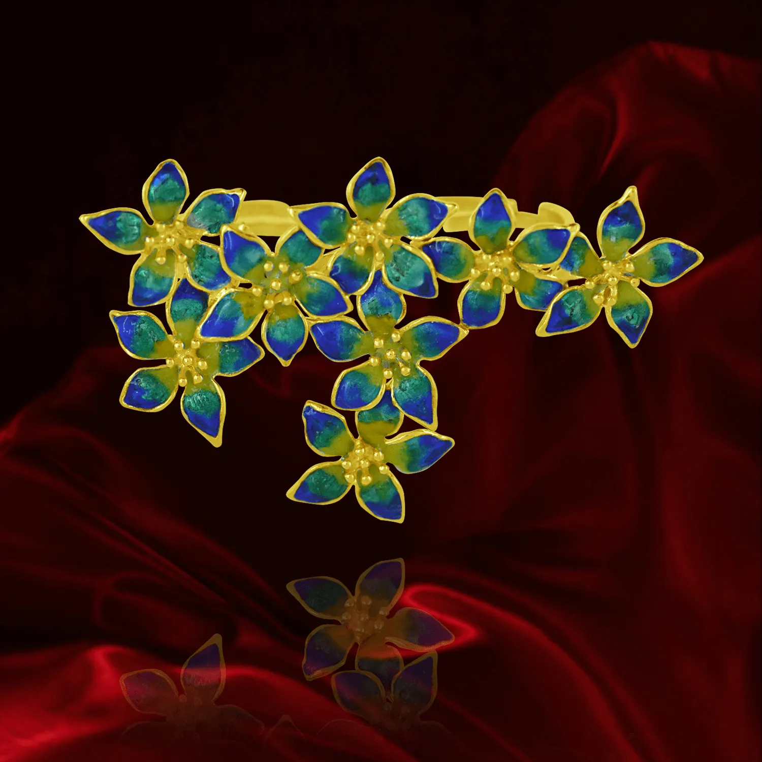 Flower Ring with Enamel Detail