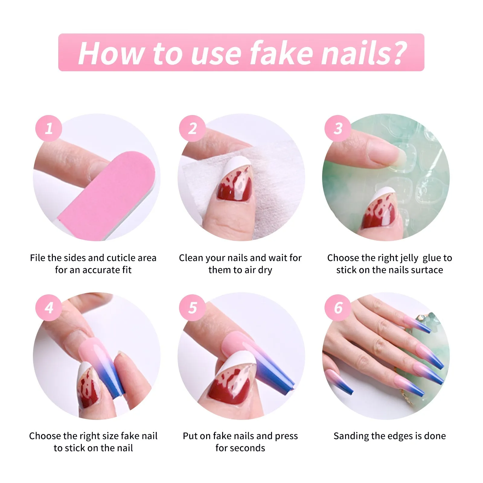 Fofosbeauty 24pcs Press on Nails, Fake Nails, Full Cover Acrylic Nails for Girls Women Kids, Square Valentine's Day Glitter Heart Red