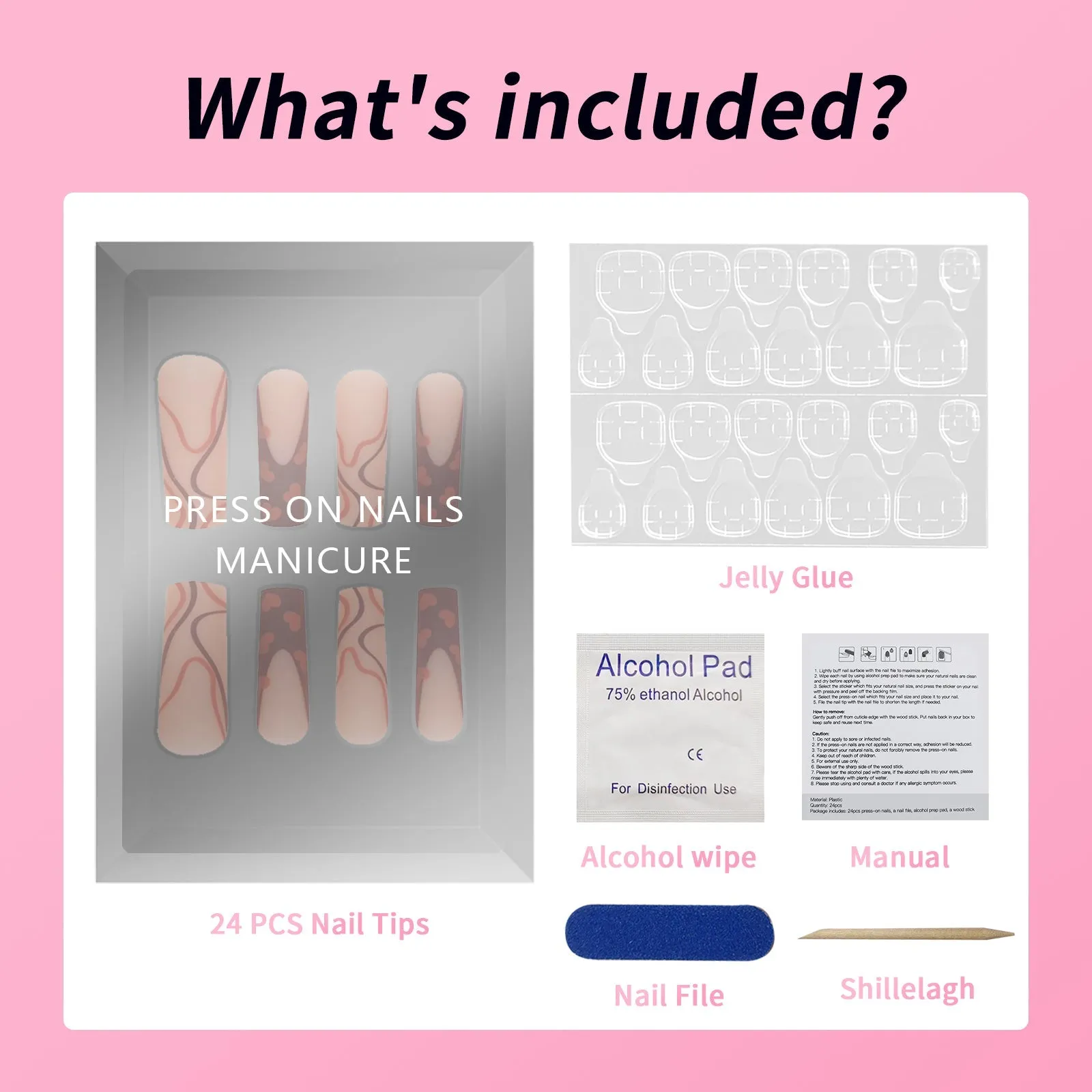 Fofosbeauty 24pcs Press on Nails, Fake Nails, Full Cover Acrylic Nails for Girls Women Kids, Square Valentine's Day Glitter Heart Red